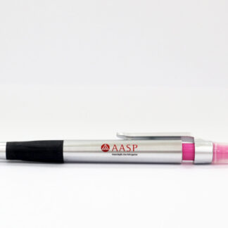 Caneta Esferográfica C/ Marca Texto Rosa E Serigrafia AASP